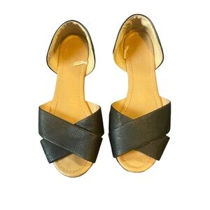 EXPRESS Black Open Toe Braid Slip On Sandal Dress Flats